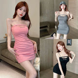 Yidouxian Women's Summer Korean Version Dress Slim Fit Sexy Tight Strap Dress