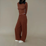 Yidouxian Women's Y2K Retro Vintage 2Pcs Pajamas Set Outfits Mini Dot/Floral Print Long Sleeve Tops +Long Pants Loungewear Suit