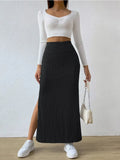 Yidouxian Women's Fashionable High Waisted Side Slit Slim Fit Knitted Casual Loose Half Skirt Women's Pants Skirt