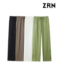 Yidouxian ZRN-Women's Flowy Straight Pants With Pockets, High Elastic Waist, Drawstring, Female Trousers, Fashion