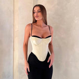 Yidouxian Women's Y2K Basic Camisole Corset Casual Summer Contrast Color Slim Fit Sleeveless Crop Tops for Streetwear Clubwear