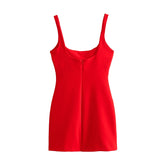 Yidouxian Sexy Women Round Neck Sleeveless Slim Short Dress Summer Female Red Bodycon Mini Vestidos