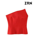 Yidouxian ZRN-Women's Asymmetrical Bustier Tops, Sexy Backless, Side Zipper, Female Camis, Fashion