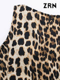 Yidouxian ZRN-Women's Leopard Mini Dress, O Neck, Sleeveless, Back Zipper, Animal Print, Female Dresses, Fashion