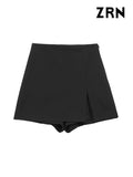 Yidouxian ZRN-Women's Front Slit Shorts Skirts With Side Zipper, High Waist, Female Skort,Fashion