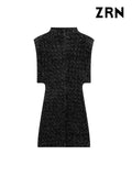 Yidouxian ZRN-Women's Shiny Sequin Mini Dress With Shoulder Pads, Sleeveless, Back Zipper, Female Dresses, Sexy Fashion