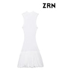 Yidouxian ZRN-Women's Backless Sleeveless Mini Dress, Ribbed Patchwork, Balloon, Sexy Fashion, Female Dresses