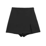 Yidouxian ZRN-Women's Front Slit Shorts Skirts With Side Zipper, High Waist, Female Skort,Fashion