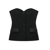 Yidouxian Bustier Tops for Women, Backless Vest, Front Button, Female Camis, Chic Tops, Sexy Fashion