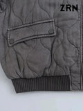 Yidouxian Quilted Bomber Jackets for Women, Thick Warm Coat, Long Sleeve, Snap-Button, Female Outerwear, Chic Tops, Fashion