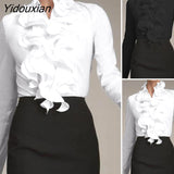 Yidouxian ZANZEA Ladies Chic Tunic Tops Spring Office Ruffles Shirts Women Long Sleeve Elegant Work Flounce Blouse Female Blusas 0409
