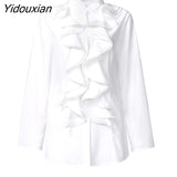 Yidouxian ZANZEA Ladies Chic Tunic Tops Spring Office Ruffles Shirts Women Long Sleeve Elegant Work Flounce Blouse Female Blusas 0409