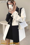 yidouxian 2023 Autum Oversize Full Sleeve Women Long Blazer Office Lady black white Patchwork Suit Blazer Work Female Clothing Coat