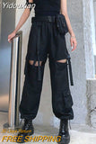 Yidouxian Pants Women 2023 Fashion Punk Jogger Trousers Harajuku Streetwear Spring Ankle-Length Men Black Harem Pants Oversized