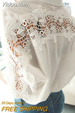 Yidouxian Collar Cotton White Blouse Shirts Women Embroidery Floral Hollow Out Sexy Female Shirt Tops Loose Casual Blouses 1310
