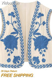 Yidouxian TRAF Embroidered Open Waistcoats Women Cotton Basicos Femme Vests Women Sexy Cropped Tops Women Sleeveless Coats