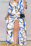 Yidouxian Shirt Dresses Autumn Women Long Sleeve Striped Maxi Dress Female V-neck Loose Party Dresses Streetwear Vestido Playa