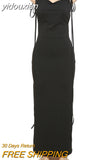 yidouxian Spaghetti Straps Backless Bodycon Maxi Dress Women Sexy Party Holiday Evening Prom Bandage Slip Long Dresses 2023 Summer