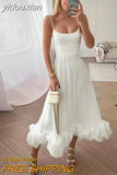 yidouxian Pleated Midi White Dress Summer Women Casual Sleeveless High Waist Dresses Fashion Female A-line Sundress New 2023