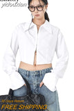 yidouxian 2023 Spring Long Sleeve Women's White Shirt Streetwear Y2K Zipper Up Woman Crop Top Blouse Casual Summer Female Clothing