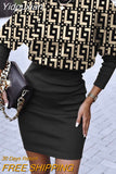 Yidouxian Women Long Sleeve Stitching Dress Office Ladies Slim Bag Hip Mini Dress O-neck Boaycon Dress Robes De Soirée