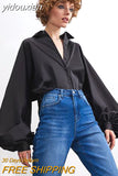 yidouxian 2023 Spring Vintage Lantern Long Sleeve Women White Shirt Office Lady Button Up Solid Woman Tunic Blouse Female Clothing