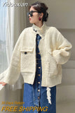 Yidouxian Vintage Knitted Cardigan Jacket Women Korean Style Streetwear Casual Loose Long Sleeve Sweater Knit Coat Woman 2023