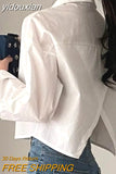 yidouxian 2023 Spring New Casual Long Sleeve Women White Shirt Korea Style Solid Button Split Woman Crop Tops Blouse Party Clothing