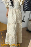 Yidouxian New Summer Fashion Women Pullover Ruffes Dress Casual Loose Office Long Dress Modis Ladies Womens White Long Dresses