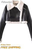 Yidouxian MODA 2023 Autumn Winter Women Thick Warm Faux Leather Shearling Short Jacket Ladies Vintage Coat Female Outerwear Chic Tops