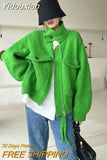 Yidouxian Vintage Knitted Cardigan Jacket Women Korean Style Streetwear Casual Loose Long Sleeve Sweater Knit Coat Woman 2023