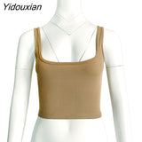 Yidouxian Tank Top Knitting Crop Tops Women Summer Camis Backless Camisole Fashion Casual Tube Top Female Sleeveless Cropped Vest