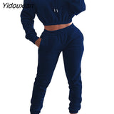 Yidouxian sports leisure Hoodie and jogging pants set Custom Women sweatpants and Sweatshirts Cropped sweatsuits