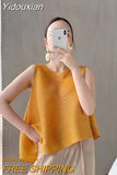 Yidouxian Pleated Tops 2023 Summer Loose Irregular Sleeveless Vest T-shirt Outfits Korean Women High Fashion Aesthetic Clothes