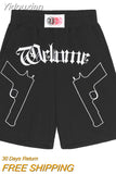 Yidouxian Street American Embroidery Print Casual Sports Shorts Capris Couples Double Gun Design 2023 new gym shorts pants men