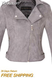 Yidouxian 2023 New Arrial Women Autumn Winter Suede Faux Leather Jacket Lady Fashion Matte Motorcycle Coat Biker 9 Colors Outwear