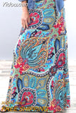 Yidouxian Women Ethnic Style Long Skirt Spring Autumn Printed Skirts Ladies Casual Big Swing Ankle-length Skirts Streetwear