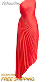 Yidouxian Pleat Midi Dress Women Elegant Waist cutout Satin Prom Dresses Chic Lady Robe Female Party Clothing 2023 Summer New