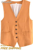 Yidouxian MODA 2023 Summer Women Fashion Front Button Fitted Waistcoat Vintage Sleeveless Welt Pockets Female Outerwear Chic Vest Tops