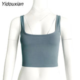 Yidouxian Tank Top Knitting Crop Tops Women Summer Camis Backless Camisole Fashion Casual Tube Top Female Sleeveless Cropped Vest