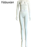 Yidouxian Casual Sporty Knitting Ribbed 2 Piece Outfits Jogging Sexy O Neck Tank Top + Leggings Bodycon Two Piece Set Tracksuit