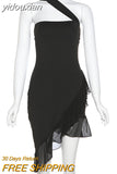 yidouxian Halter Backless Bandage Bodycon Mini Dress Women Party Club Evening Beach Irregular Pink Dresses 2023 Summer Black Outfits