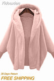 Yidouxian and Winter 2023 Women's Solid Color Long Sleeve Hooded Loose Plush Coat for Women