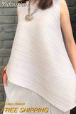 Yidouxian Pleated Tops 2023 Summer Loose Irregular Sleeveless Vest T-shirt Outfits Korean Women High Fashion Aesthetic Clothes