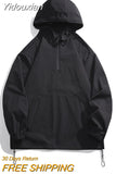 Yidouxian 2023 Spring Hooded Casual Man Jacket Outdoor Coat Black Windbreak Bomber Jackets For Men