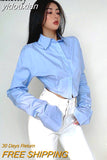 yidouxian 2023 Spring Korean Style Long Sleeve White Shirt Women Sexy Button Ladies Crop Tops Blouse Street New In Female Clothing