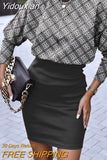 Yidouxian Women Long Sleeve Stitching Dress Office Ladies Slim Bag Hip Mini Dress O-neck Boaycon Dress Robes De Soirée