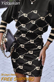 Yidouxian Women Long Sleeve Stitching Dress Office Ladies Slim Bag Hip Mini Dress O-neck Boaycon Dress Robes De Soirée