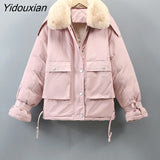 Yidouxian Cotton Liner Parka Coat 2023 New Winter Jacket Women Casual Thick Warm Parka Ladies Lapel Solid Color Chic Coat