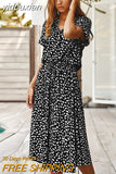 yidouxian Summer Polka Dot Dress Ladies Leopard Print Shirt Dress Women Midi High Waist Beach Vacation Bohemian Dresses Vestido 21818